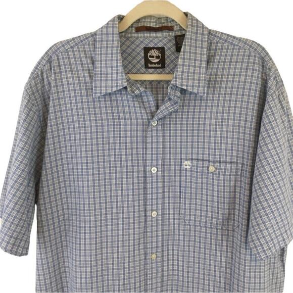 Timberland Blue and White Plaid Shirt Size Large - Picture 2 of 8